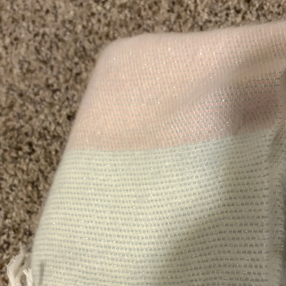 Steve Madden Pink and Cream Knit Fringe Scarf